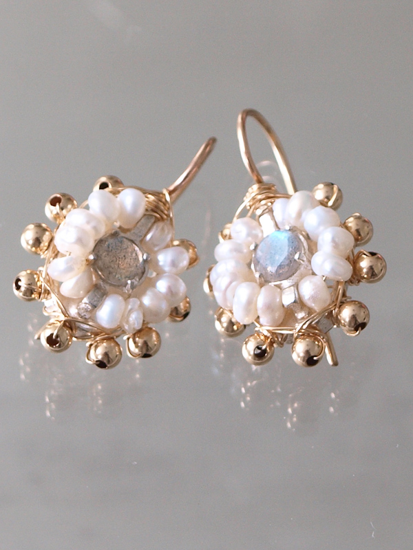 earrings Small Mandala pearls and labradorite